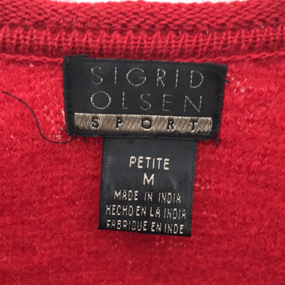 Wool Sweater Button Front Red Petite M By Sigrid … - image 2